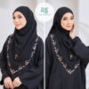 Attractive Black Chiffon Tudung 4 sides embroidery 3D