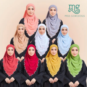 Colourful Chiffon Tudung outstanding 4 sides embroidery 3D