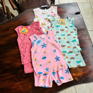 Short Set Girls Sando Cotton Impressive Animal Prints